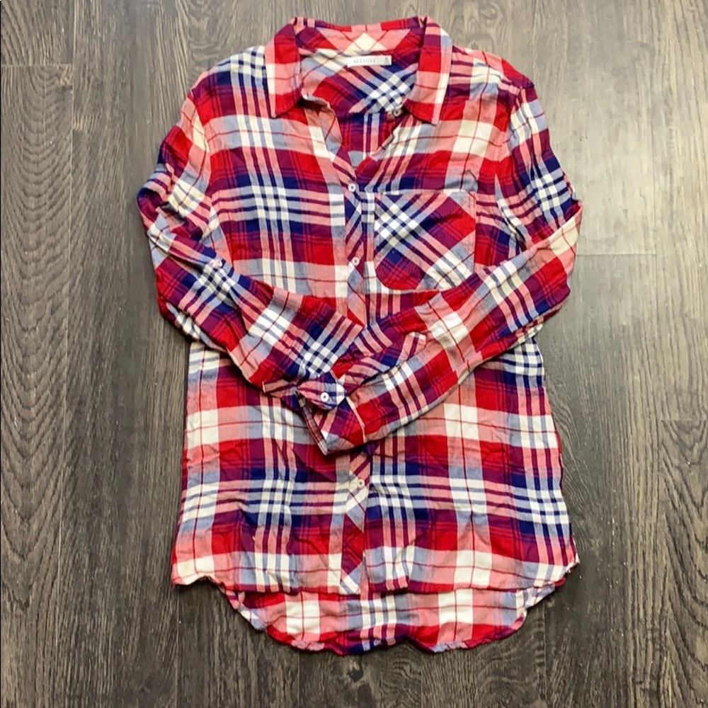 Button-down Plaid Tunic
